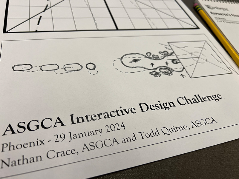 ASGCA design worksheet with a sketch for a green