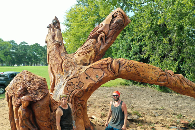 Oak tree carving art