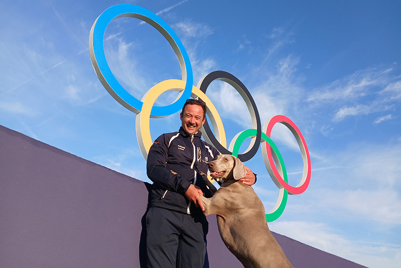 Lucas Pierre, superintendent at Le Golf National, and his dog Romy