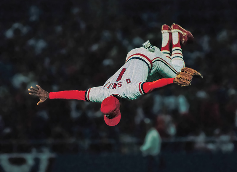 Ozzie Smith performing a backflip as a player for the St. Louis Cardinals