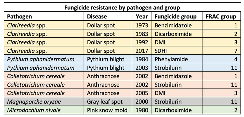 Turf fungicide resistance