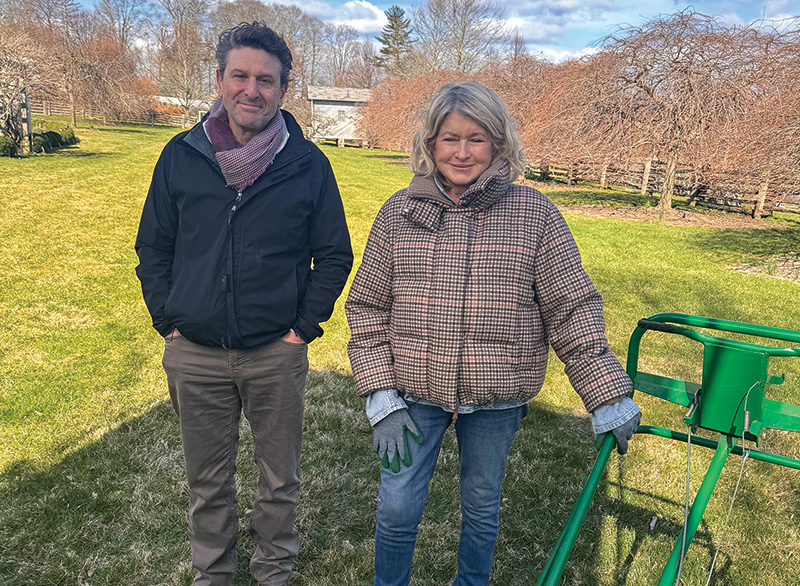 Frank Rossi and Martha Stewart outdoors