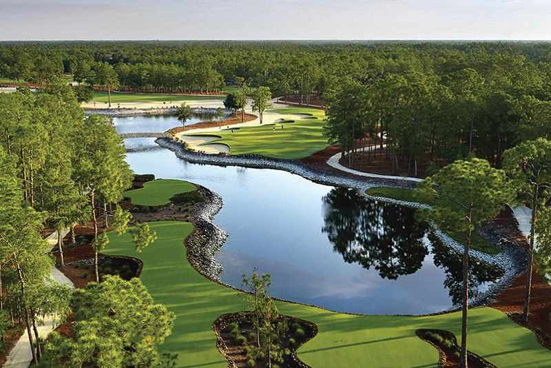 Drone shot of a golf course